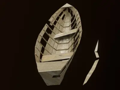 Boat crushed Low-poly 3D model