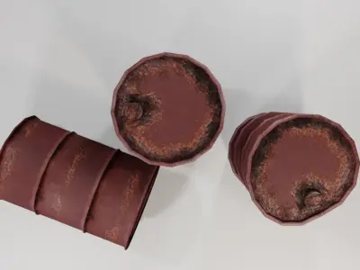 Old Rust Drums and Damaged Drums - Tambor Velho Low-poly 3D model