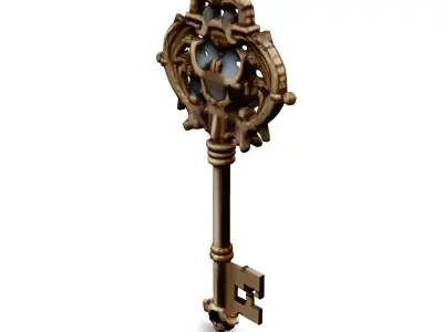 Ornate Antique Golden Key 3D Model Low-poly 3D model
