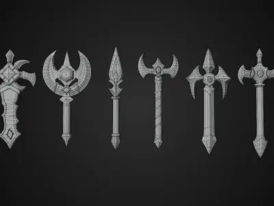 lowpoly Pack Stylized Medieval Weapons Low-poly 3D model