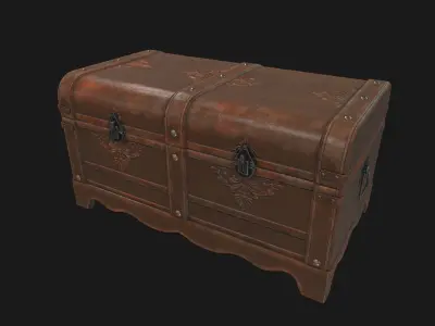 Wooden chest Low-poly 3D model