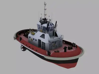 Tugboat industrial Low-poly 3D model