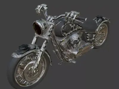 Realistic Luxury Jeweled Santa Muerte Motorcycle Low-poly 3D model