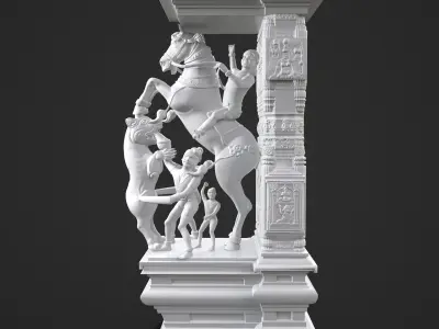 Traditional Scene Decorative Pillar High Poly Model 3D print model