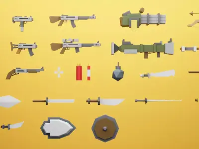 Low Poly Cartoon Weapons Asset Pack Low-poly 3D model