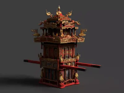 Chinese Wedding Sedan Chair  Low-poly 3D model purchase
