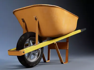 Wheelbarrow Low-poly 3D model 17