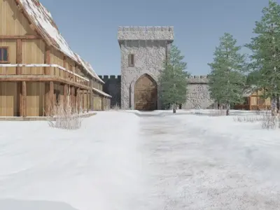 Winter Castle Town 3D model purchase