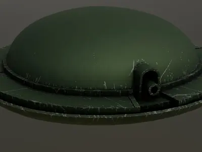 Static Defense Turret - Early World War I Era Low-poly 3D model
