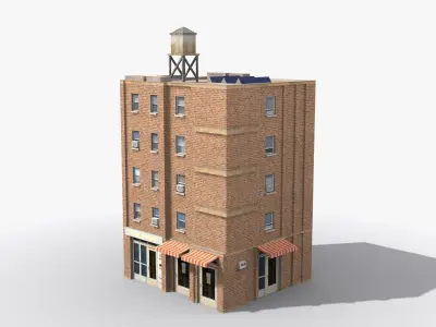 Apartment Building x30 Low-poly 3D model