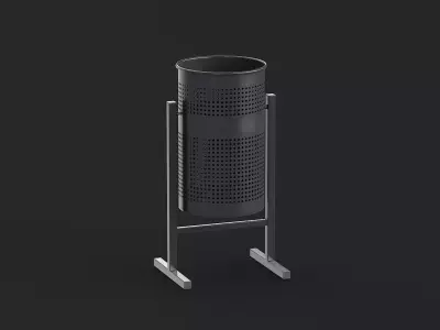 Street Bin Outdoor Metal 03 Low-poly 3D model