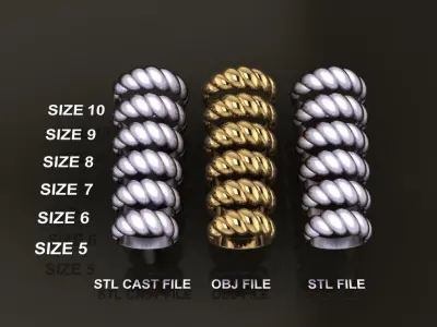 Croissant Ring Band Mix Size 3D print model