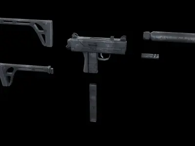Submachine gun Low-poly 3D model purchase