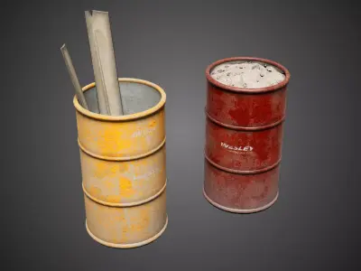 Metal Barrel Industrial Props 3D model