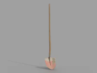 Realistic Used Shovel Low-poly 3D model