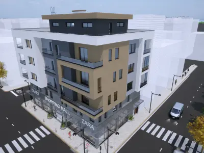 Modern Commercial And Residentiel Building Low-poly 3D model