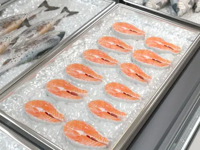 commercial refrigerator for fish and sea creature - NO-3 Low-poly 3D model