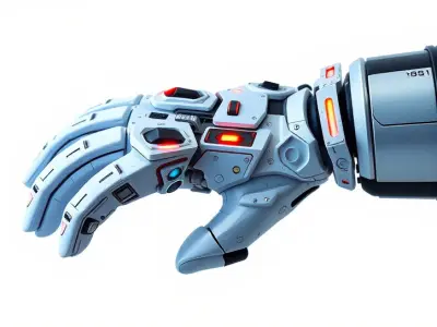 Futuristic Robotic Arm Model Pack with LED Accents Low-poly 3D model