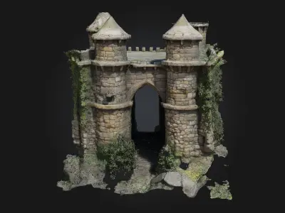 Fortress Entryway   Medieval Stronghold Gate Model 3D model