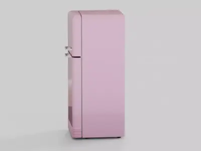 Retro fridge pink Low-poly 3D model