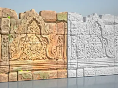 High poly Ruin Temple Walls - 240630 3D model