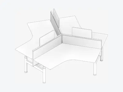Desk - Cluster - Officetec - Modela - 120 Deg - Adjustable Low-poly 3D model