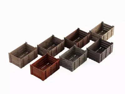Wooden Crate Set  Low-poly 3D model