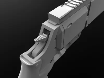 Cyberpunk Sci-Fi POLICE revolver Low-poly 3D model