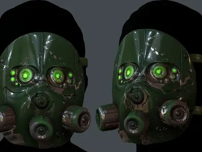 Gas mask helmet 3d model scifi Low-poly  Low-poly 3D model 74