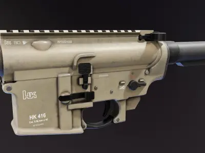 HK416 Receiver set with Barrels Low-poly 3D model
