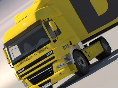 DAF CF Cab With Refrigerated trailer 3D model