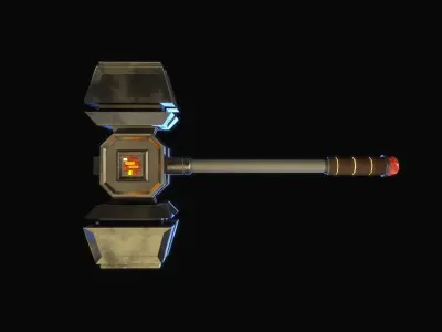 Glowing hammer Low-poly 3D model