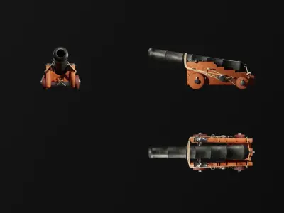 12pdr NAVAL CANNON of 18th centrury Low-poly 3D model