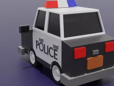 Low Poly Police Car 3D Model Stylized Game Ready Asset Low-poly 3D model