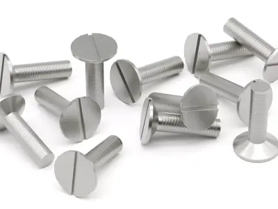 Slotted Machine Screw - Game-Ready Low-Poly Low-poly 3D model