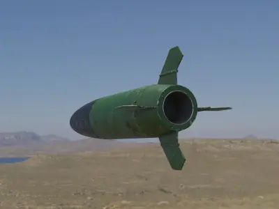 Missile 3D model flying in sky Low-poly 3D model
