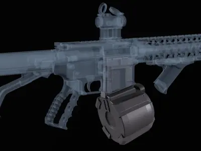 AR M4 - Magpul PMAG D-60 STANAG magazine Low-poly 3D model