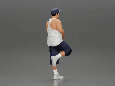 gangster in cap short standing in one leg leaning against car 3D print model