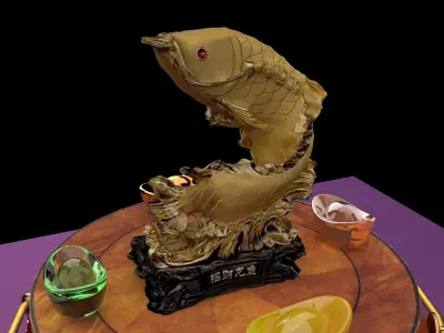  Chinese golden fish statue  3D model
