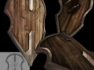 Shields pack Low-poly 3D model