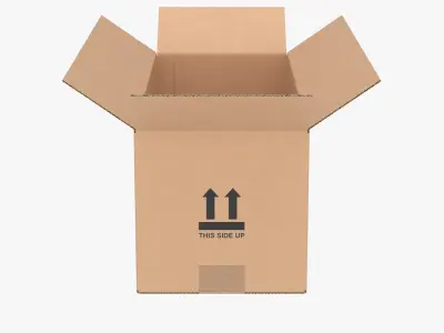 Cardboard Box 50x20x20 Half Open 3D model
