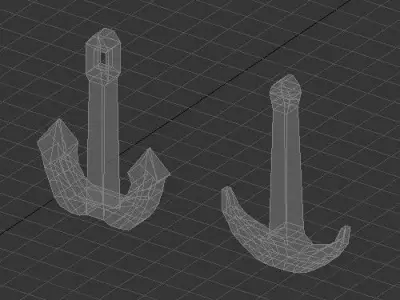 Low poly anchors two Free low-poly 3D model