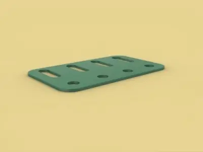 Flat Metal Girder 4 Holes - Meccano Part Free 3D model
