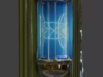 Atompunk Blue Plasma Fuel Pump Low-poly 3D model