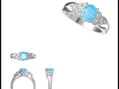 JCD Format Antique color stone rings rhino 3d jewelry 3D print model purchase