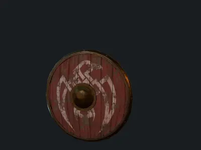 A BEAUTIFUL OLD WOODEN SHIELD Low-poly 3D model