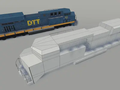 Lowpoly freight train with containers pack Low-poly 3D model