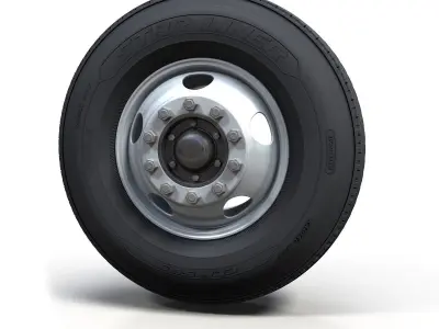 Old bus steel wheel 3D model