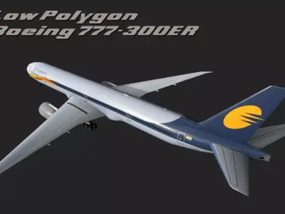 Boeing 777 Jet Airways Low-poly 3D model