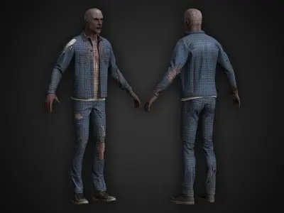 Zombie in Jacket Low-poly 3D model